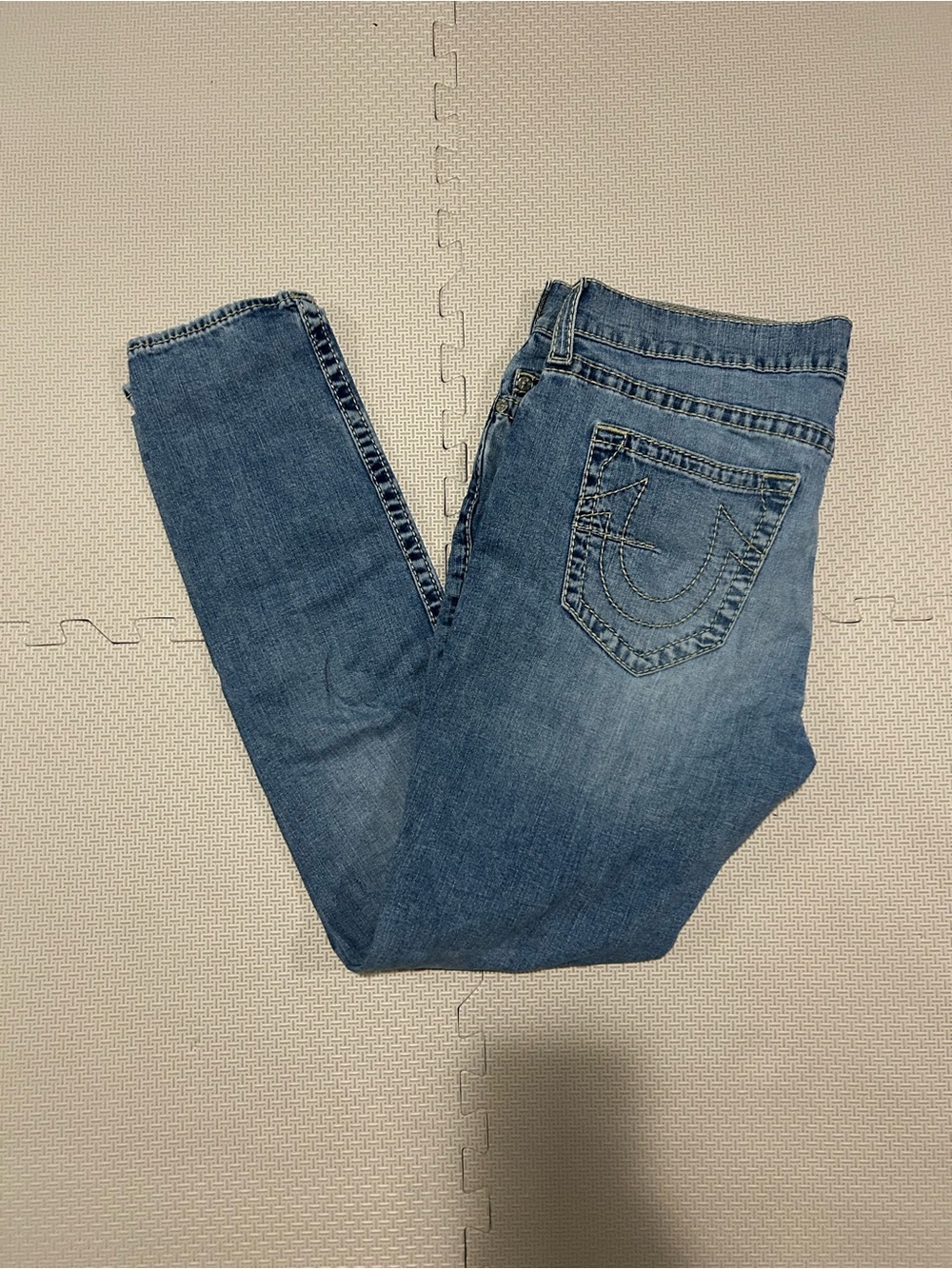 True Religion Skinny Distressed Jeans in Blue size 38
